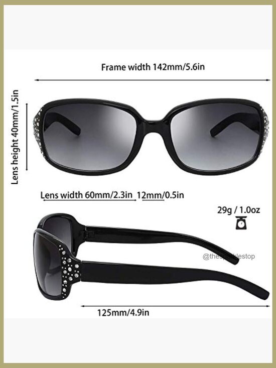 Polarized Oversized Sunglasses with Rhinestones, UV400 Protection main image 4